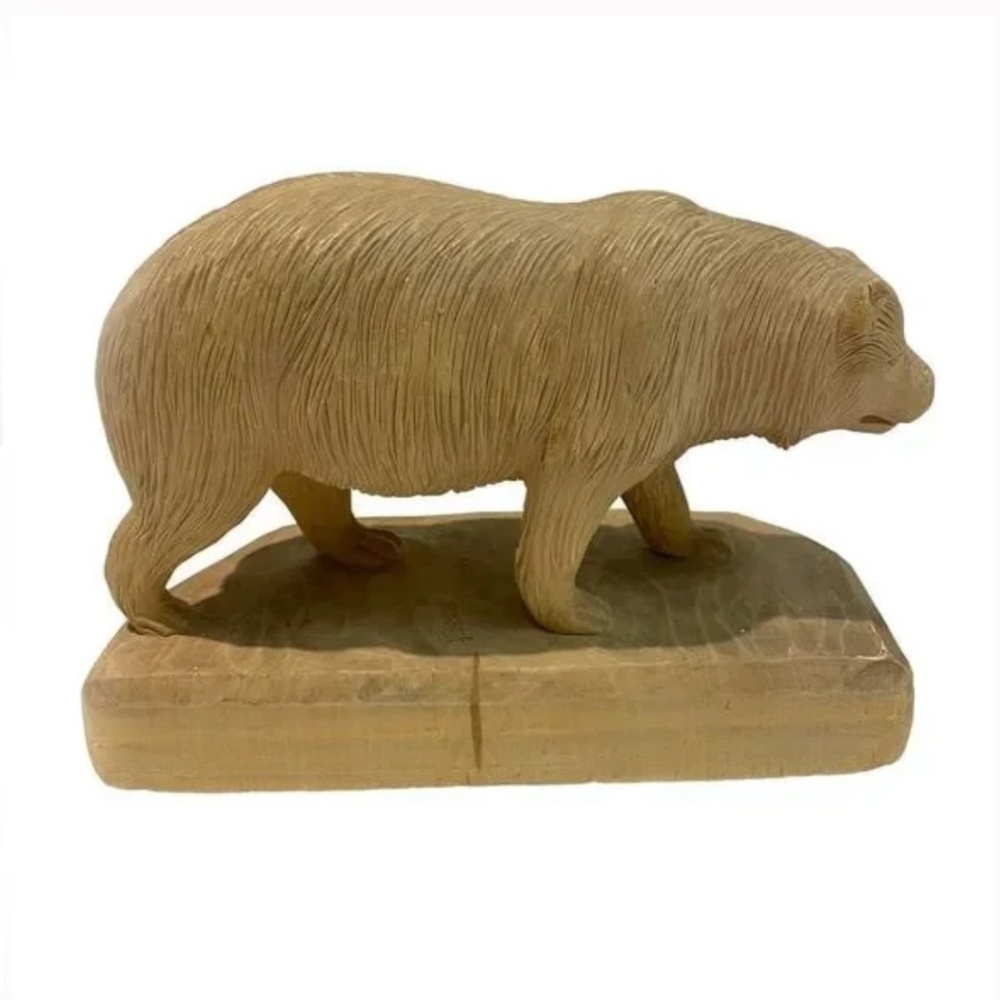 Vintage Wood Bear Artisan Sculpture